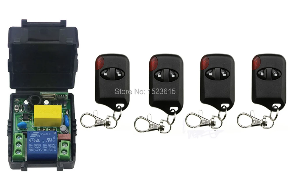 AC220V 10A 1CH Wireless Remote Control Switch System 1*Receiver + 4 *cat eye Transmitters for Appliances Gate Garage Door
AC220V 10A 1CH Wireless Remote Control Switch System 1*Receiver + 4 *cat eye Transmitters for Appliances Gate Garage Door