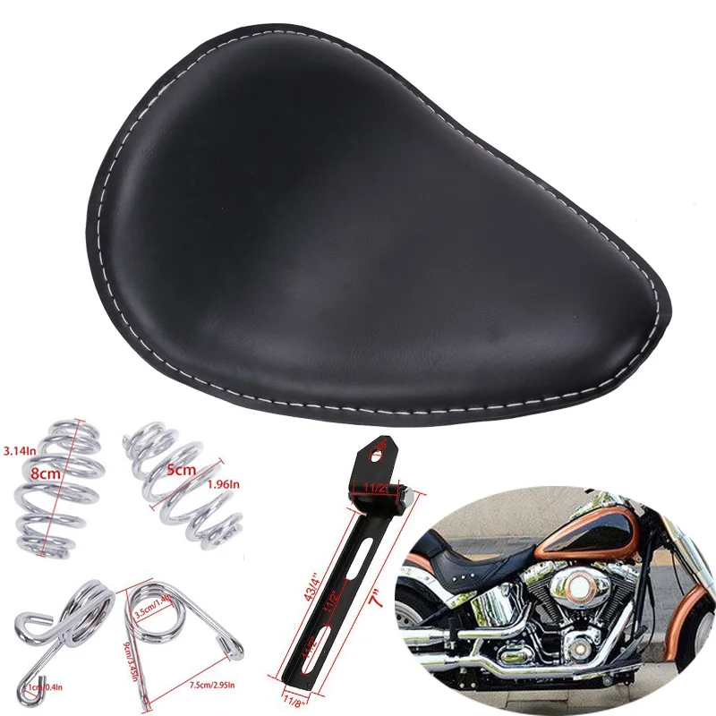 Black Motorcycle Flame Solo Seat 3/" Spring Bracket Base Mount For Bobber Chopper
