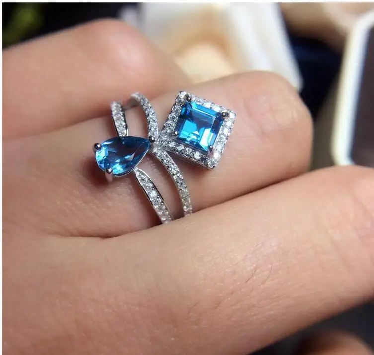 Natural blue topaz ring Free shipping Natural real blue topaz 925 sterling silver Fine jewelry 4/6mm
Natural blue topaz ring Free shipping Natural real blue topaz 925 sterling silver Fine jewelry 4/6mm