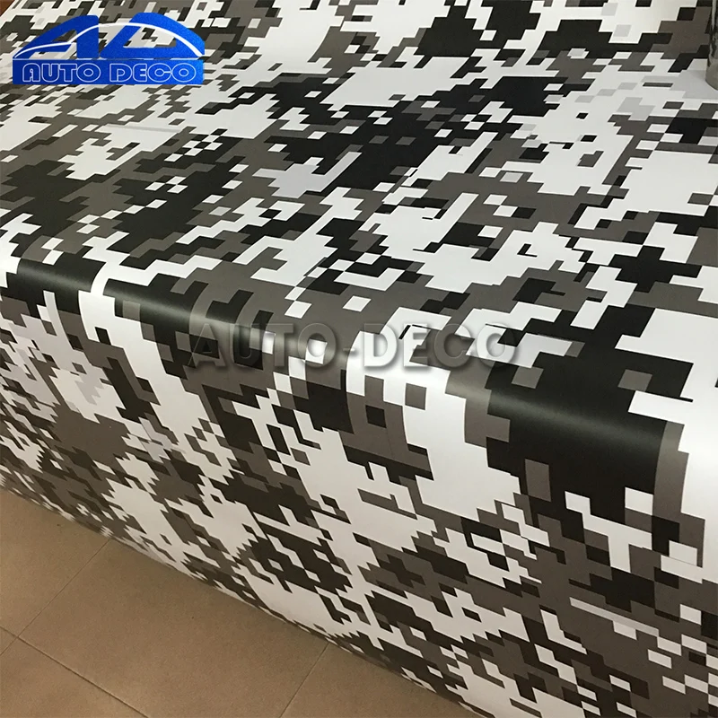 Image Digital Adhesive Black White Camo Vinyl Wrap Camouflage Film With Air Bubble Free For Car Wrapping Motocycle Decal Graphics