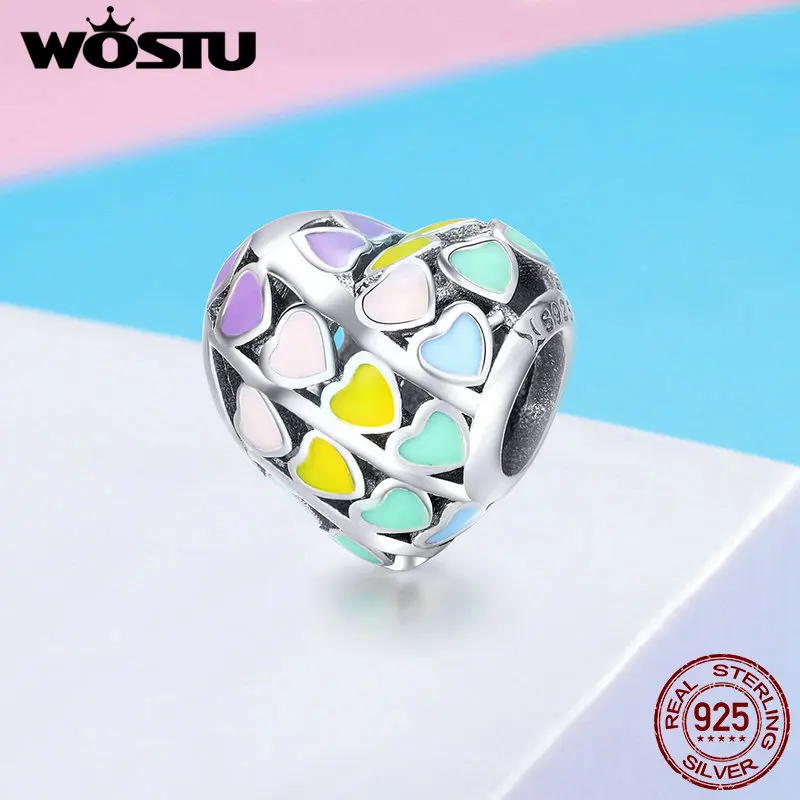 WOSTU High Quality 925 Sterling Silver Multi-Color Hearts Charms Bead Lovely DIY Bracelet Bangle European Jewelry Gift FIC902
WOSTU High Quality 925 Sterling Silver Multi-Color Hearts Charms Bead Lovely DIY Bracelet Bangle European Jewelry Gift FIC902