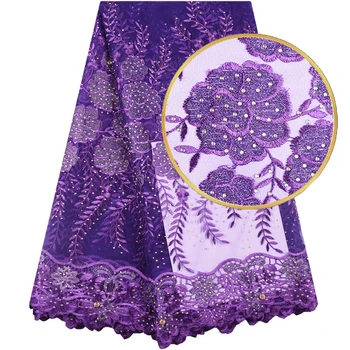 High Quality Nigerian Laces Fabrics 2019 Tulle African Lace Fabric With Stones Purple French Lace Fabric For Parties Dress 1578
High Quality Nigerian Laces Fabrics 2019 Tulle African Lace Fabric With Stones Purple French Lace Fabric For Parties Dress 1578