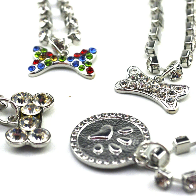 Мода Pet воротник алмаз Прекрасный Jewelry Bone следы товары для собак ошейник кошек