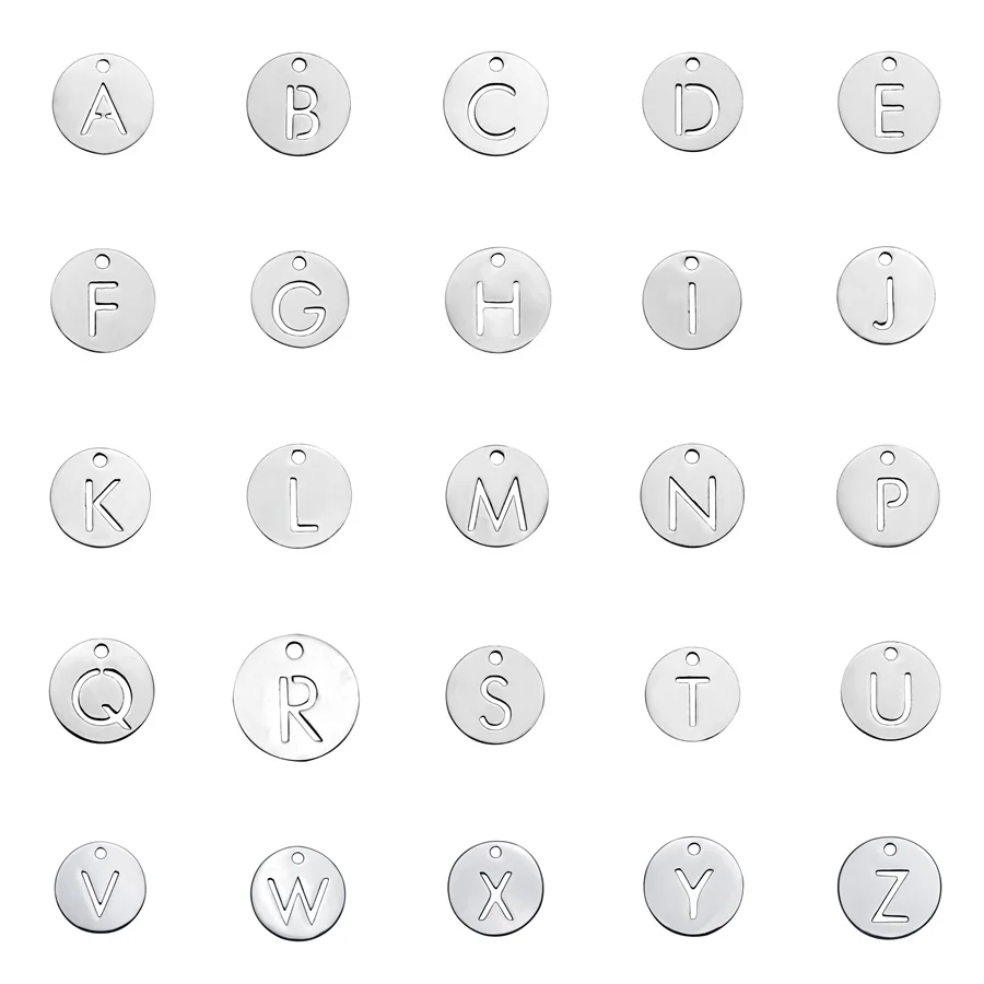 Top Quality 26 A-Z Letters Titanium Steel Round Polish Laser Cutting Charms DIY Alphabet Name Jewelry Making Supplies
Top Quality 26 A-Z Letters Titanium Steel Round Polish Laser Cutting Charms DIY Alphabet Name Jewelry Making Supplies