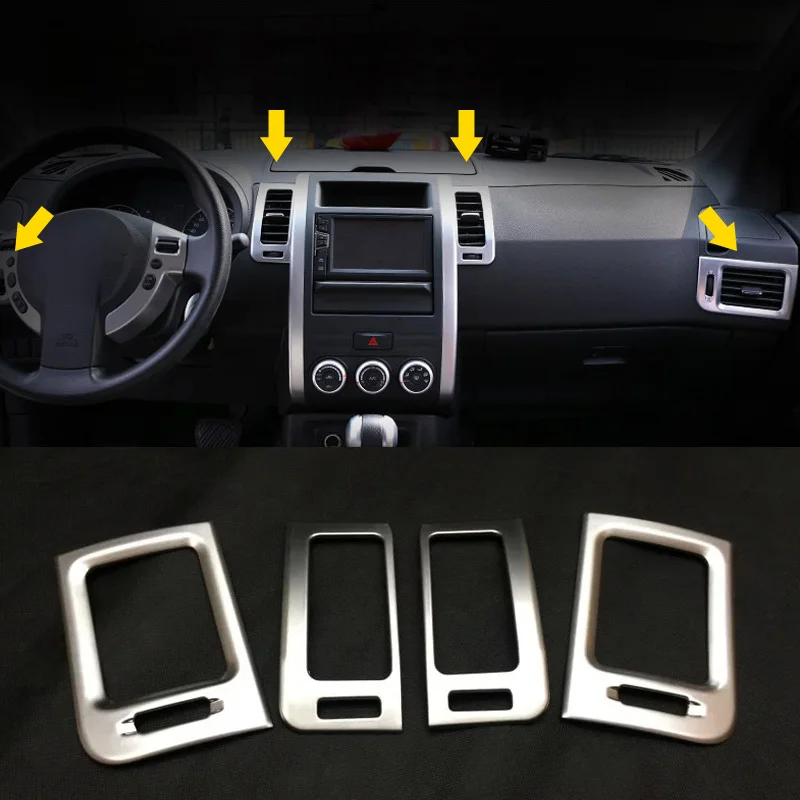 Для Nissan X Trail T31 2008 2009 2010 2011 2012 2013 Chrome Кондиционер AC Vent на выходе покрытие автомобиля