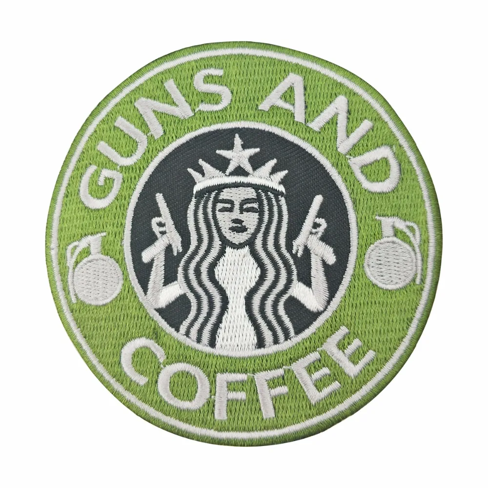 GUNS AND COFFEE Mini front custom Kuso patches embroidery iron on green queen stickers free shipping
GUNS AND COFFEE Mini front custom Kuso patches embroidery iron on green queen stickers free shipping