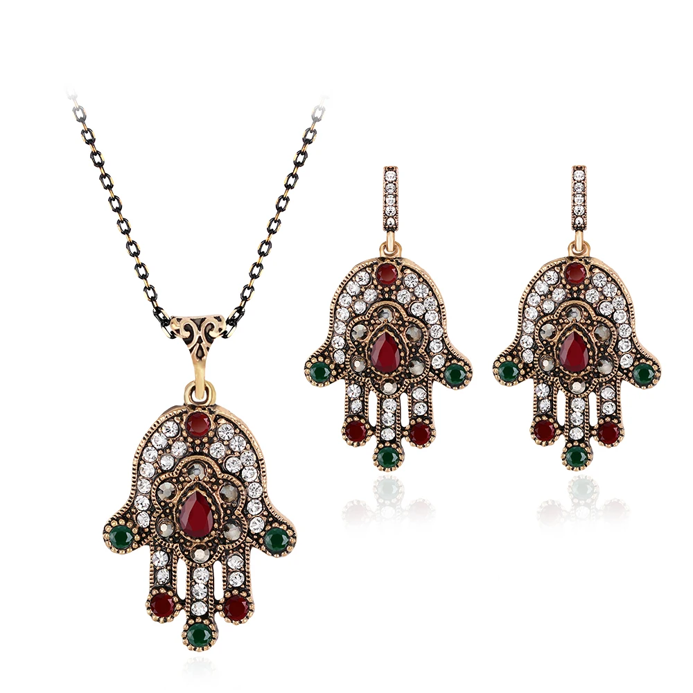 Turkish Jewelry Sets Necklace Stud Earrings For Women Antique Gold Color Crystal Flower Pendants Resin Brincos Vintage Bijoux
Turkish Jewelry Sets Necklace Stud Earrings For Women Antique Gold Color Crystal Flower Pendants Resin Brincos Vintage Bijoux