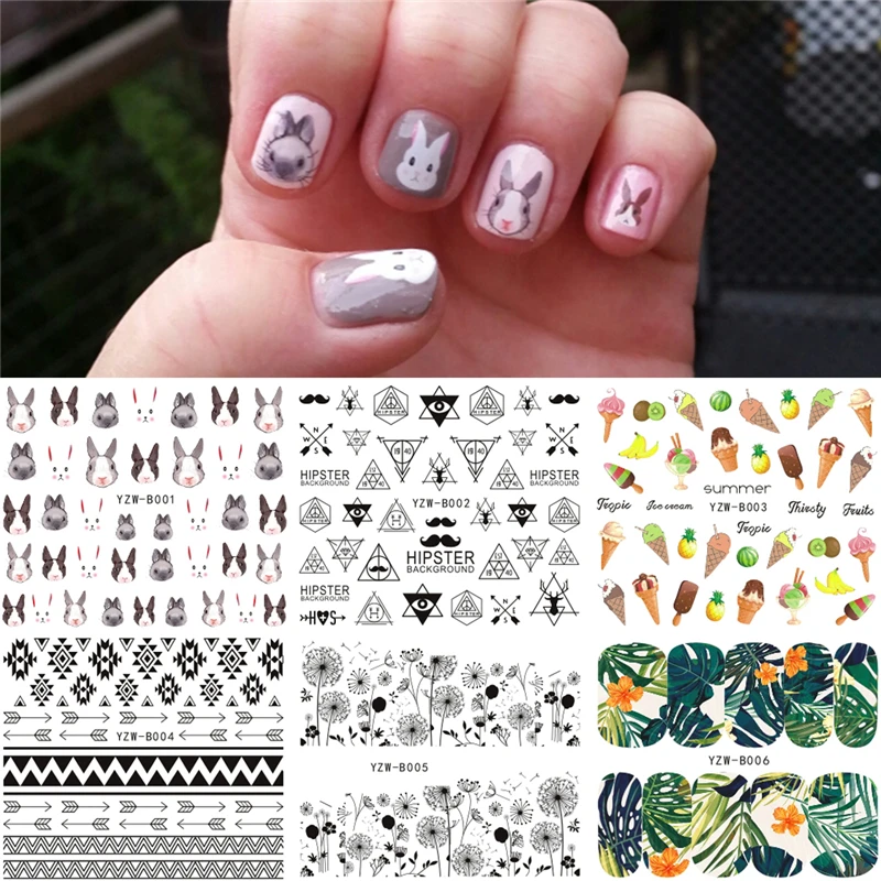 6 Designs/Set Water Transfer Nails Art Sticker Harajuku Element Line Figures Tribal Rabbit Pattern Nail Wraps Decals
6 Designs/Set Water Transfer Nails Art Sticker Harajuku Element Line Figures Tribal Rabbit Pattern Nail Wraps Decals