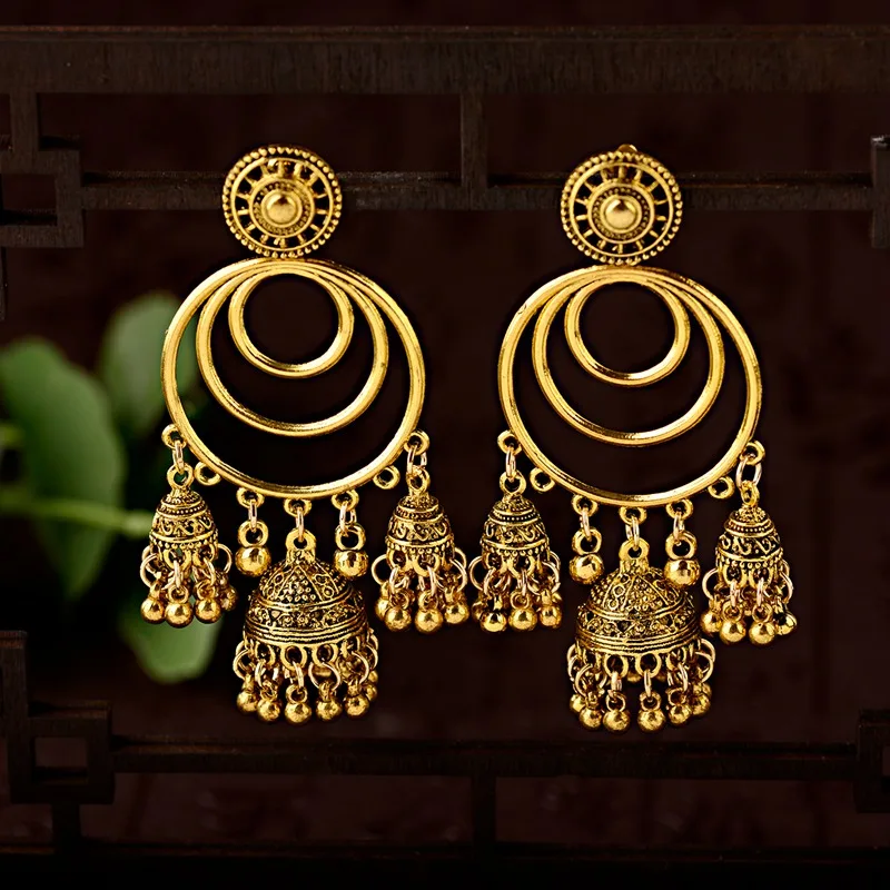 Vintage Ethnic Gypsy Big Round Gold Jhumka Earrings Indian Jewelry For Women 2019 Boho Jewelry Ladies Retro Tassel Earrings
Vintage Ethnic Gypsy Big Round Gold Jhumka Earrings Indian Jewelry For Women 2019 Boho Jewelry Ladies Retro Tassel Earrings