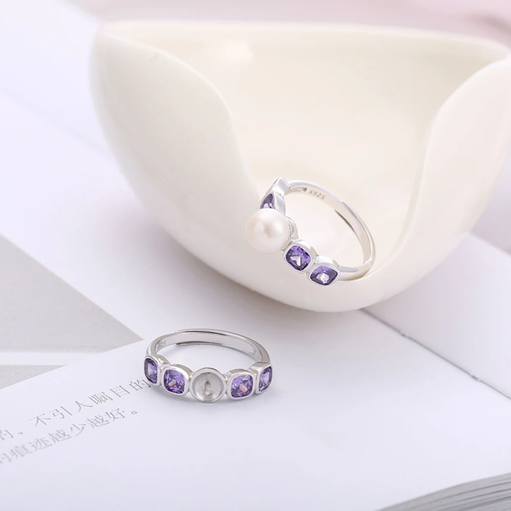 Sterling Silver Inlaid Purple Zircon Pearl Ring Mounts Fit 7-9mm Bead Woman Freshwater Pearl Ring Adjustable Ring Setting
Sterling Silver Inlaid Purple Zircon Pearl Ring Mounts Fit 7-9mm Bead Woman Freshwater Pearl Ring Adjustable Ring Setting
