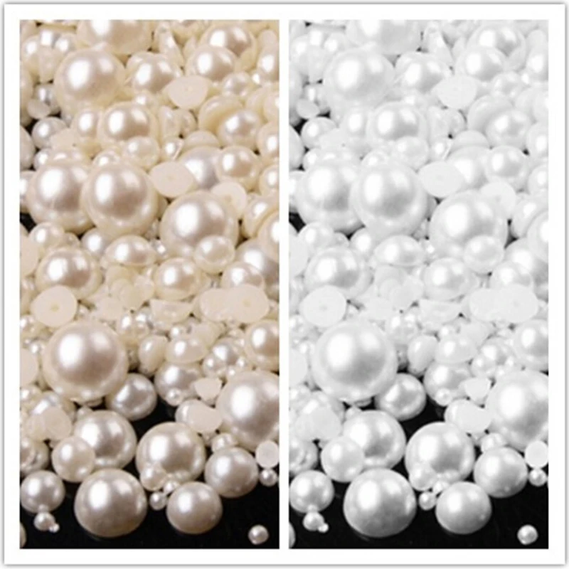 White & Beige 5.5g About 350pcs Mix Size Random ABS Nail Art Decorations Accessories Half Round Pearl For Phone Decorations
White & Beige 5.5g About 350pcs Mix Size Random ABS Nail Art Decorations Accessories Half Round Pearl For Phone Decorations