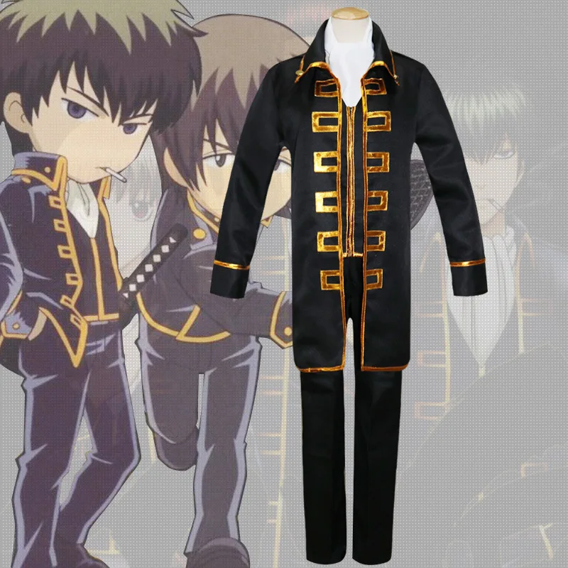 Новое поступление Аниме GINTAMA Косплей Костюм Okita Sougo Хэллоуин костюм для мужчин
