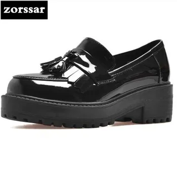 {Zorssar}2018 New Genuine leather fashion tassel ladies shoes Round toe Square heel platform pumps High heels women Oxford shoes
{Zorssar}2018 New Genuine leather fashion tassel ladies shoes Round toe Square heel platform pumps High heels women Oxford shoes
