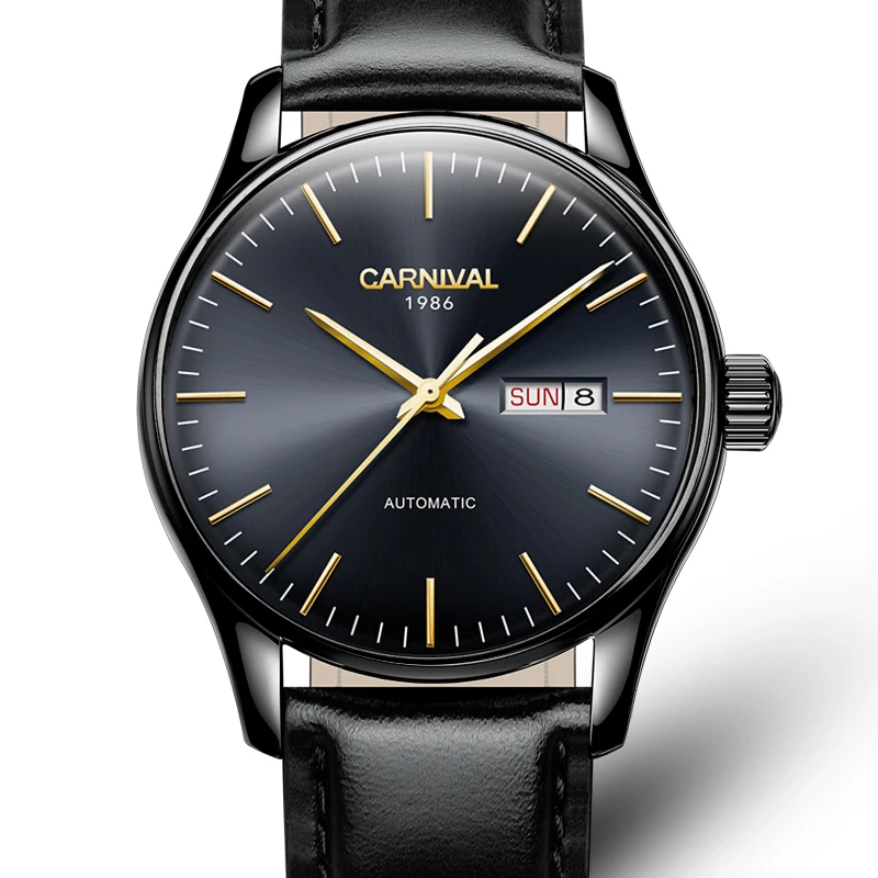 Switzerland Luxury Brand Carnival Automatic Mechanical Men's Watches Sapphire Luminous Waterproof Dual Calendar Clock C8612G-8
Switzerland Luxury Brand Carnival Automatic Mechanical Men's Watches Sapphire Luminous Waterproof Dual Calendar Clock C8612G-8