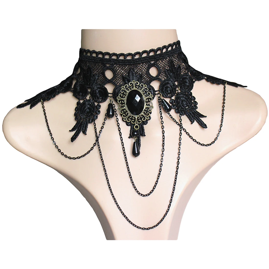 Hot Women Party Gem Wide Necklace Sexy Black Lace wild Necklace Punk Dress Accessories
Hot Women Party Gem Wide Necklace Sexy Black Lace wild Necklace Punk Dress Accessories