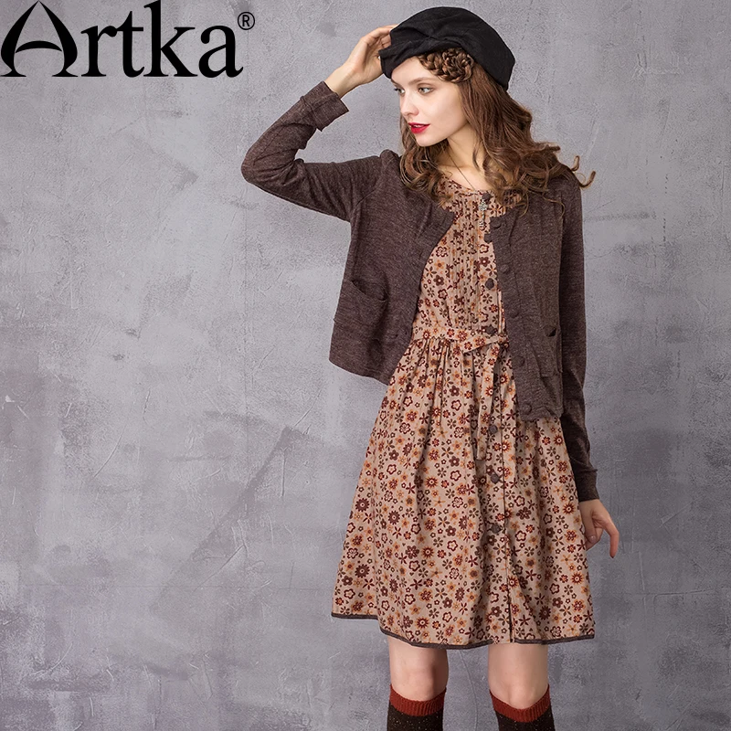 Artka Women's Autumn New Floral Printed Twin-set Dress Fashion O-Neck Long Sleeve Empire Waist A-Line Dress LA10437Q
Artka Women's Autumn New Floral Printed Twin-set Dress Fashion O-Neck Long Sleeve Empire Waist A-Line Dress LA10437Q