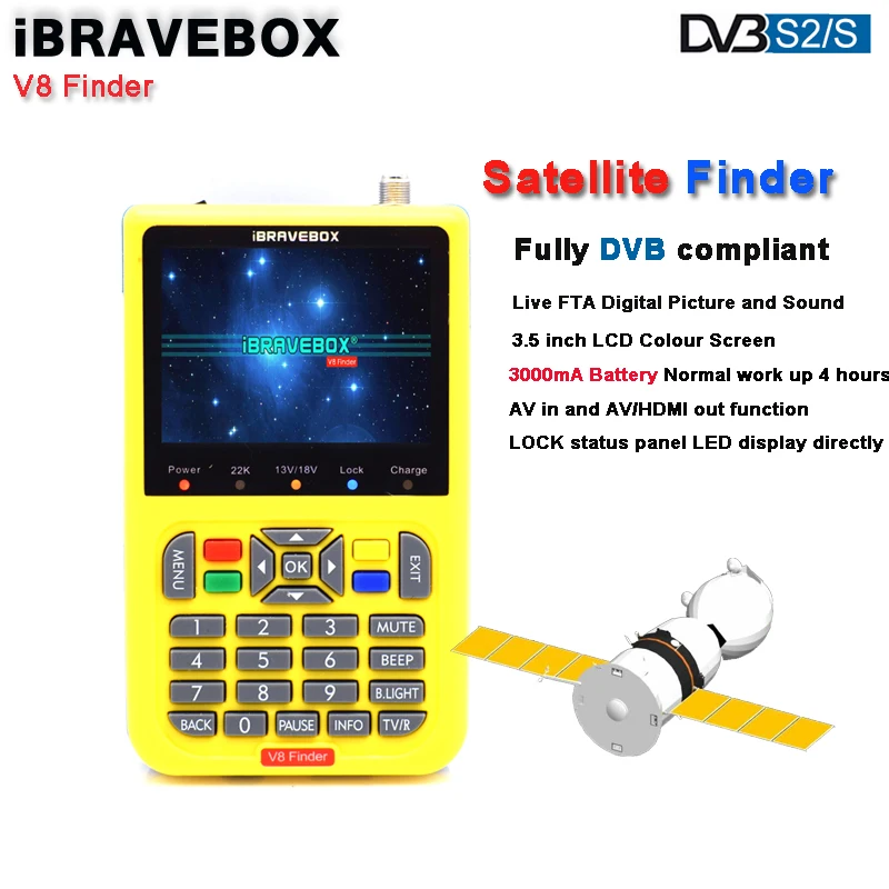 Breakist IBRAVEBOX V8 Finder DVB-S2/S compliant HD Digital satellite Finder 3.5 inch LCD Display MPEG-4 Satfinder V8 finder
Breakist IBRAVEBOX V8 Finder DVB-S2/S compliant HD Digital satellite Finder 3.5 inch LCD Display MPEG-4 Satfinder V8 finder