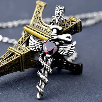 Punk Heart Shape Red Stone 316L Stainless Steel Snake Cross Pendants Necklaces for Men Vintage Jewerly
Punk Heart Shape Red Stone 316L Stainless Steel Snake Cross Pendants Necklaces for Men Vintage Jewerly