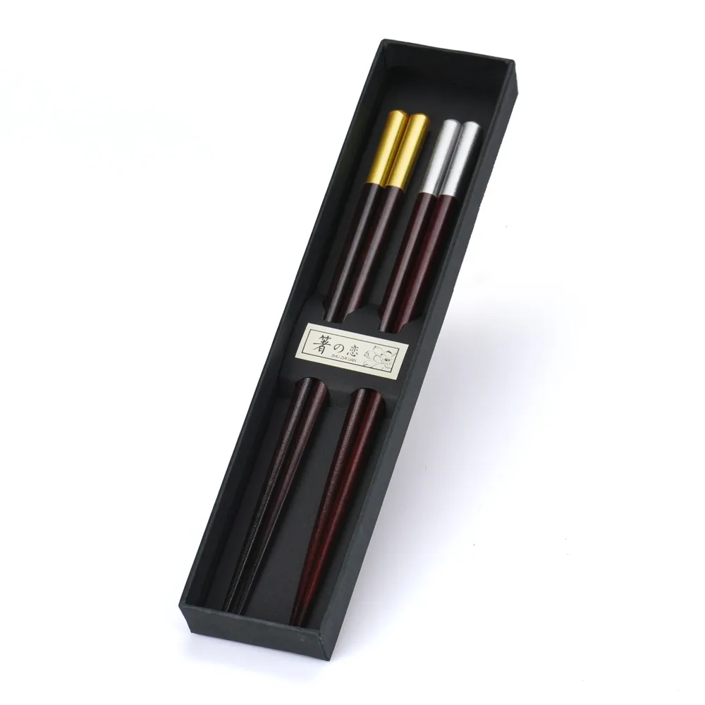 2 pair Chopsticks Japanese Korean Food Wooden bamboo Gold Silver Handle Design Couple Reusable Chopstick Chop Stick with Case
2 pair Chopsticks Japanese Korean Food Wooden bamboo Gold Silver Handle Design Couple Reusable Chopstick Chop Stick with Case