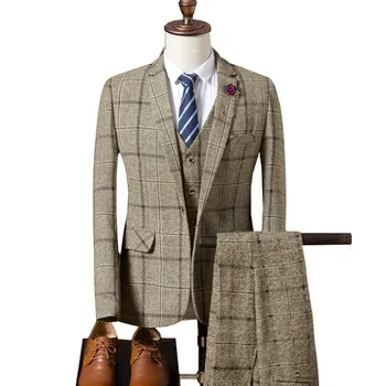 2019 autumn and winter suit suit men's plaid British Slim high quality blazer 3 piece set (coat + vest + pants) men's suit
2019 autumn and winter suit suit men's plaid British Slim high quality blazer 3 piece set (coat + vest + pants) men's suit