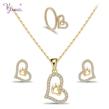 New Fashion Double Heart Shape jewelry sets Necklace And Earrings And Ring Anniversary For Girl Friend Valentine 's Day Gift
New Fashion Double Heart Shape jewelry sets Necklace And Earrings And Ring Anniversary For Girl Friend Valentine 's Day Gift