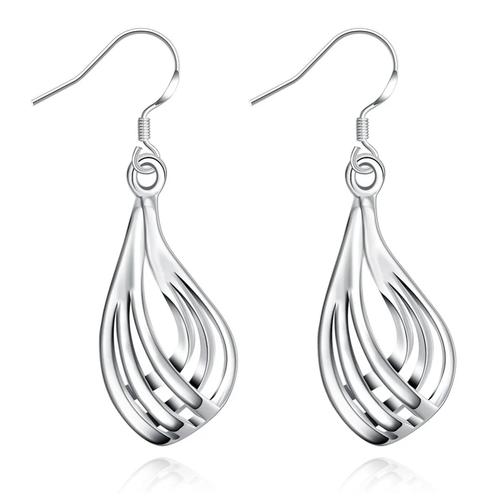 Женские гофрированные серьги с капельками воды серебряные опт|earrings droplet|jewelry