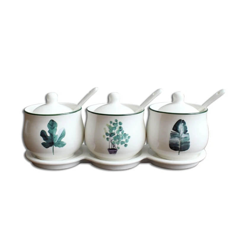 Nordic Style Plant Pattern Ceramic Seasoning Jar Set 250ml Sugar Salt Pepper Container Kitchen Condiment Pot Spices Storage Set
Nordic Style Plant Pattern Ceramic Seasoning Jar Set 250ml Sugar Salt Pepper Container Kitchen Condiment Pot Spices Storage Set