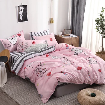 BEST.WENSD Pink love and lips bedclothes-Korean style bedsheet set bedclothing duvet cover with zipper closure ab side girl beds
BEST.WENSD Pink love and lips bedclothes-Korean style bedsheet set bedclothing duvet cover with zipper closure ab side girl beds