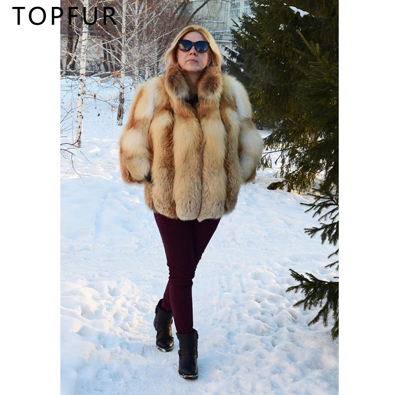 TOPFUR Natural Real Gold Fox Fur Coat Women Winter Luxury Fox Fur Outwear Thick Real Fur Short Jacket With Fur Collar
TOPFUR Natural Real Gold Fox Fur Coat Women Winter Luxury Fox Fur Outwear Thick Real Fur Short Jacket With Fur Collar
