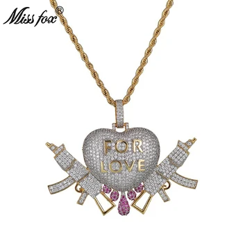 Missfox Hip Hop Fashion Men Cool Love Double Gun Copper Pendant Necklace Lab Diamond Gold Color Necklace With Copper Chain Gift
Missfox Hip Hop Fashion Men Cool Love Double Gun Copper Pendant Necklace Lab Diamond Gold Color Necklace With Copper Chain Gift