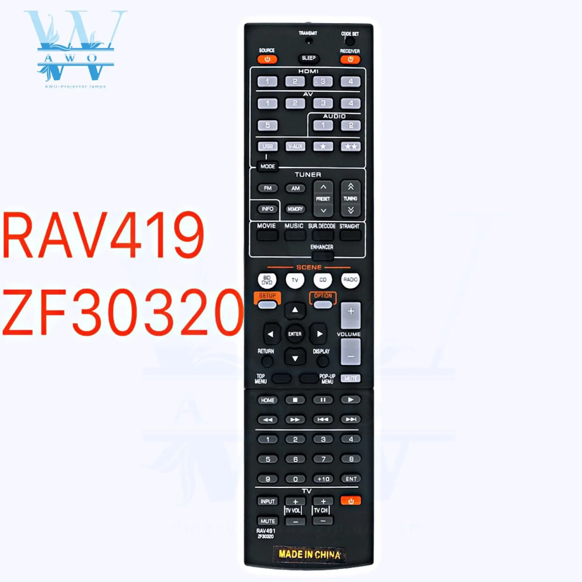NEW Replacement Remote control RAV491 ZF30320 For YAMAHA Replace The RAV494 HTR-4066 RX-V475 AV Receiver Radio
NEW Replacement Remote control RAV491 ZF30320 For YAMAHA Replace The RAV494 HTR-4066 RX-V475 AV Receiver Radio