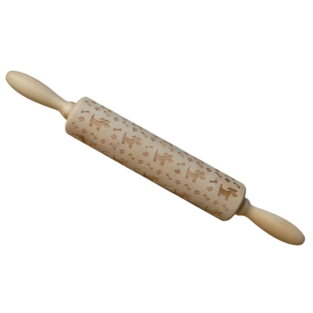 Wooden Dog Bone Paw Embossed Rolling Pin Baking Tools Kids Party Favors