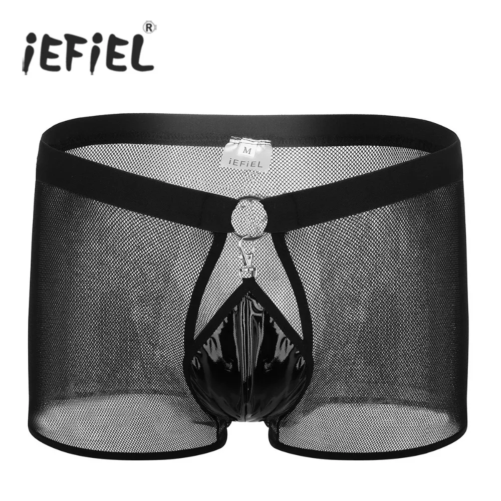 iEFiEL Sexy Mens Panties Fishnet Breathable Mesh Wetlook See-through Low Rise Gay Boxer Shorts Underwear with Open Front Pouch
iEFiEL Sexy Mens Panties Fishnet Breathable Mesh Wetlook See-through Low Rise Gay Boxer Shorts Underwear with Open Front Pouch