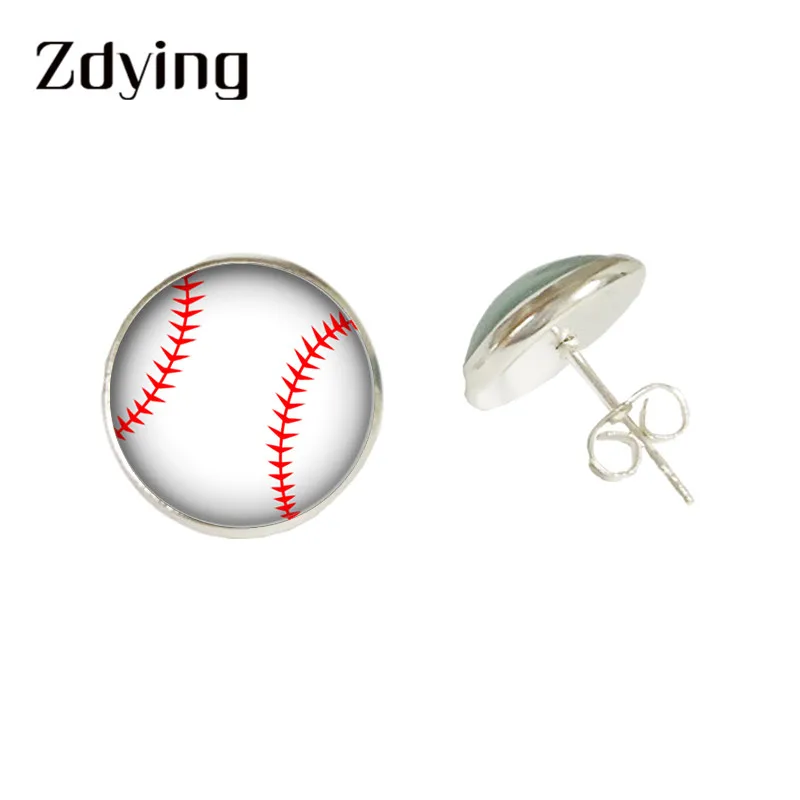ZDYING Yellow/Purple/Black/White Baseball Stud Earrings Glass Cabochon Softball Pattern Earring Ear Stud Sporty Jewelry FB008
ZDYING Yellow/Purple/Black/White Baseball Stud Earrings Glass Cabochon Softball Pattern Earring Ear Stud Sporty Jewelry FB008