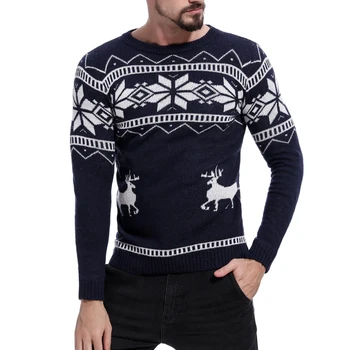 Men's autumn and winter thick O-neck sweater color matching deer print / fashion warm cotton knit long-sleeved slim pullover
Men's autumn and winter thick O-neck sweater color matching deer print / fashion warm cotton knit long-sleeved slim pullover