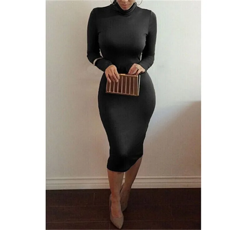 Women-s-Sexy-Slim-Fashion-Europe-Style-High-Neck-Clubwear-Night-Wear-Bodycon-Wrap-Dresses-8