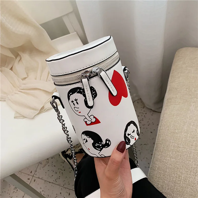Vintage Mini Cylinder Women Bucket Bags Chain Shoulder Messenger Bag Crossbody Bags for Women Cartoon Pattern Phone Purse 2019
Vintage Mini Cylinder Women Bucket Bags Chain Shoulder Messenger Bag Crossbody Bags for Women Cartoon Pattern Phone Purse 2019