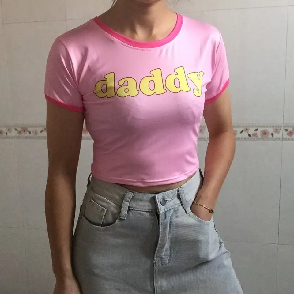 Kawaii Daddy Little Lolita Cropped Top Elegant T-shirt Crop Top Pretty 90s Girl Bandage T Shirt Tee Summer Streetwear Sexy Short
Kawaii Daddy Little Lolita Cropped Top Elegant T-shirt Crop Top Pretty 90s Girl Bandage T Shirt Tee Summer Streetwear Sexy Short