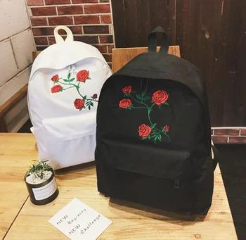 by dhl or ems 100pcs Harajuku Rose Embroidery Backpack White Black Women Travel Backpack Students Canvas Double Shoulder Bag
by dhl or ems 100pcs Harajuku Rose Embroidery Backpack White Black Women Travel Backpack Students Canvas Double Shoulder Bag
