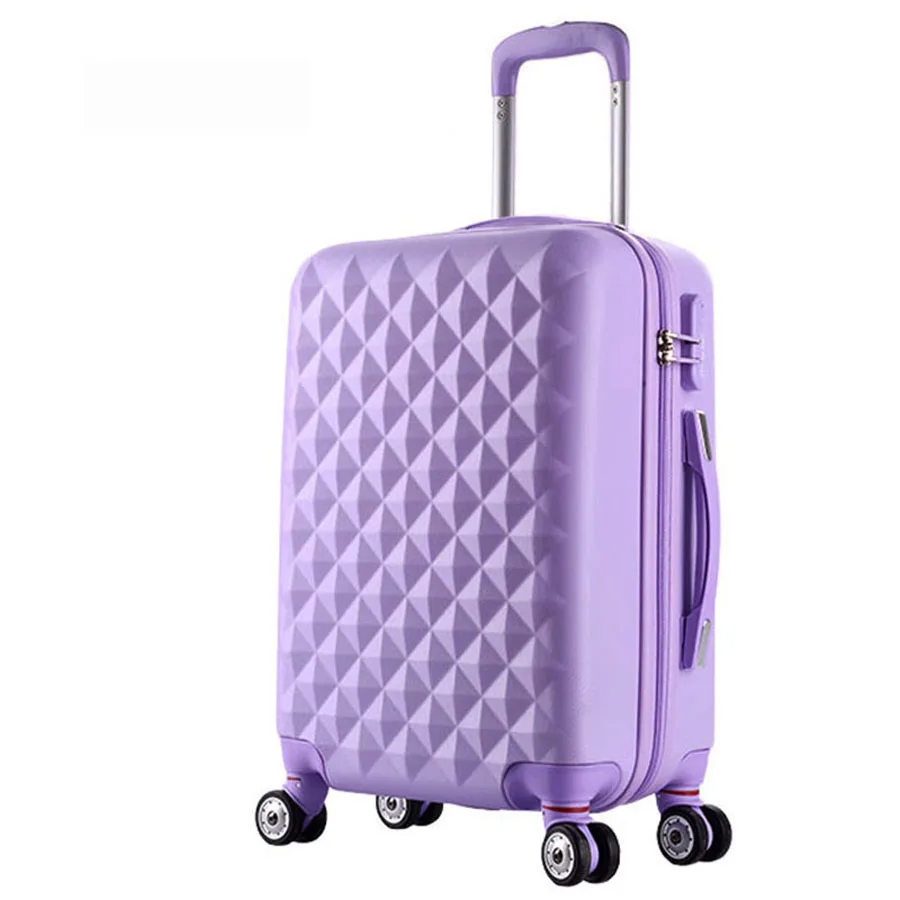 

24" High quality Diamond lines Trolley suitcase /travell case luggage/Pull Rod trunk rolling spinner wheels/ ABS+PC boarding bag