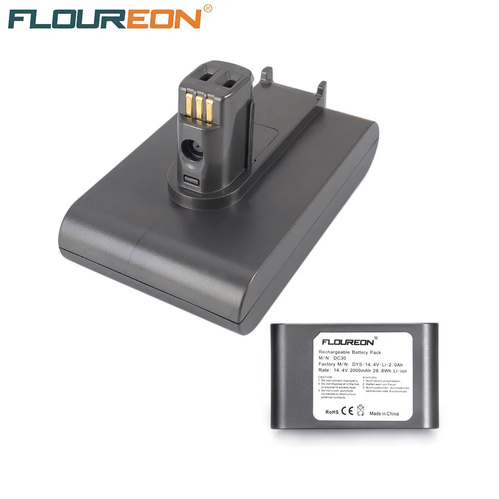 Ручная аккумуляторная батарея для пылесоса Dyson 14 4 V 2000mAh 28 8wh FLOUREON DC30 917083-02 Li-Ion