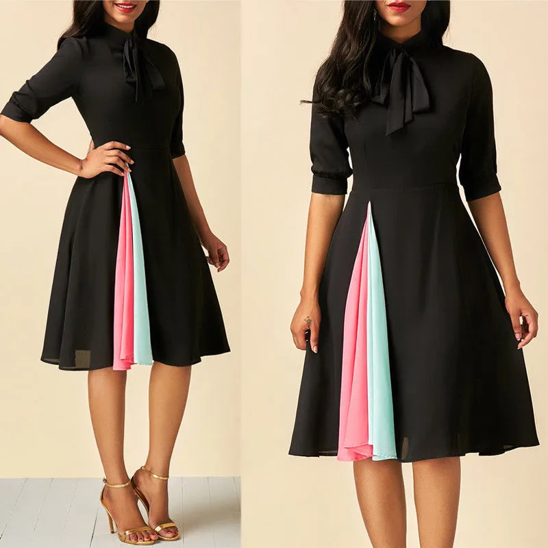 Hot Sale 2018 Women's Strappy Bowknot Retro Evening Party Dress Lace Up Midi Swing Sun Dress Office Ladies OL Dress
Hot Sale 2018 Women's Strappy Bowknot Retro Evening Party Dress Lace Up Midi Swing Sun Dress Office Ladies OL Dress
