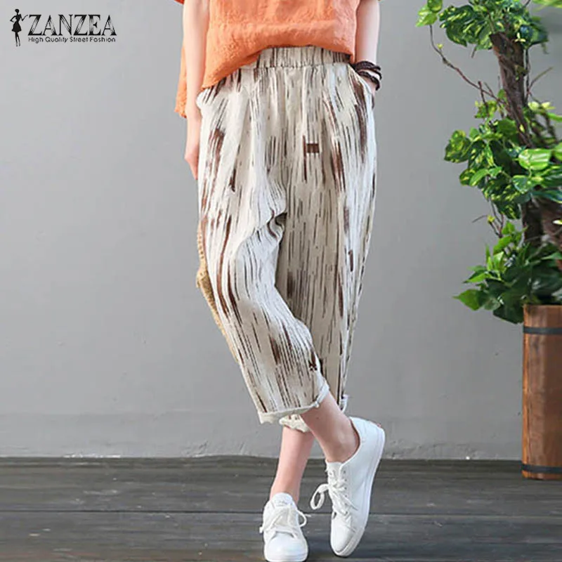 ZANZEA 2019 Fashion Striped Trousers Women's Summer Pants Casual Elastic Waist Cropped Trouser Femme Cotton Pantalon Plus Size
ZANZEA 2019 Fashion Striped Trousers Women's Summer Pants Casual Elastic Waist Cropped Trouser Femme Cotton Pantalon Plus Size
