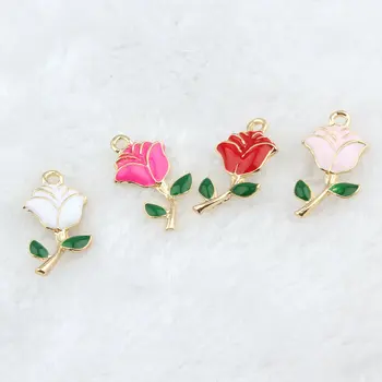 20PCS/Lot Fashion Jewelry Valentine's Day Rose Metal Charms Romantic Rose Flower with Gree Leaves Oil Drop Charms
20PCS/Lot Fashion Jewelry Valentine's Day Rose Metal Charms Romantic Rose Flower with Gree Leaves Oil Drop Charms