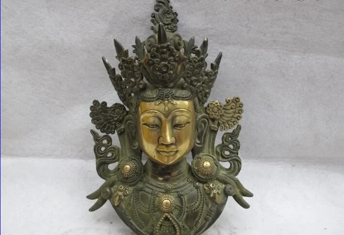 Collectible bronze S2380 Tibet Classic Copper Gilt Buddhism Maitreya Bodhisattva Kwan Yin Buddha mask
Collectible bronze S2380 Tibet Classic Copper Gilt Buddhism Maitreya Bodhisattva Kwan Yin Buddha mask
