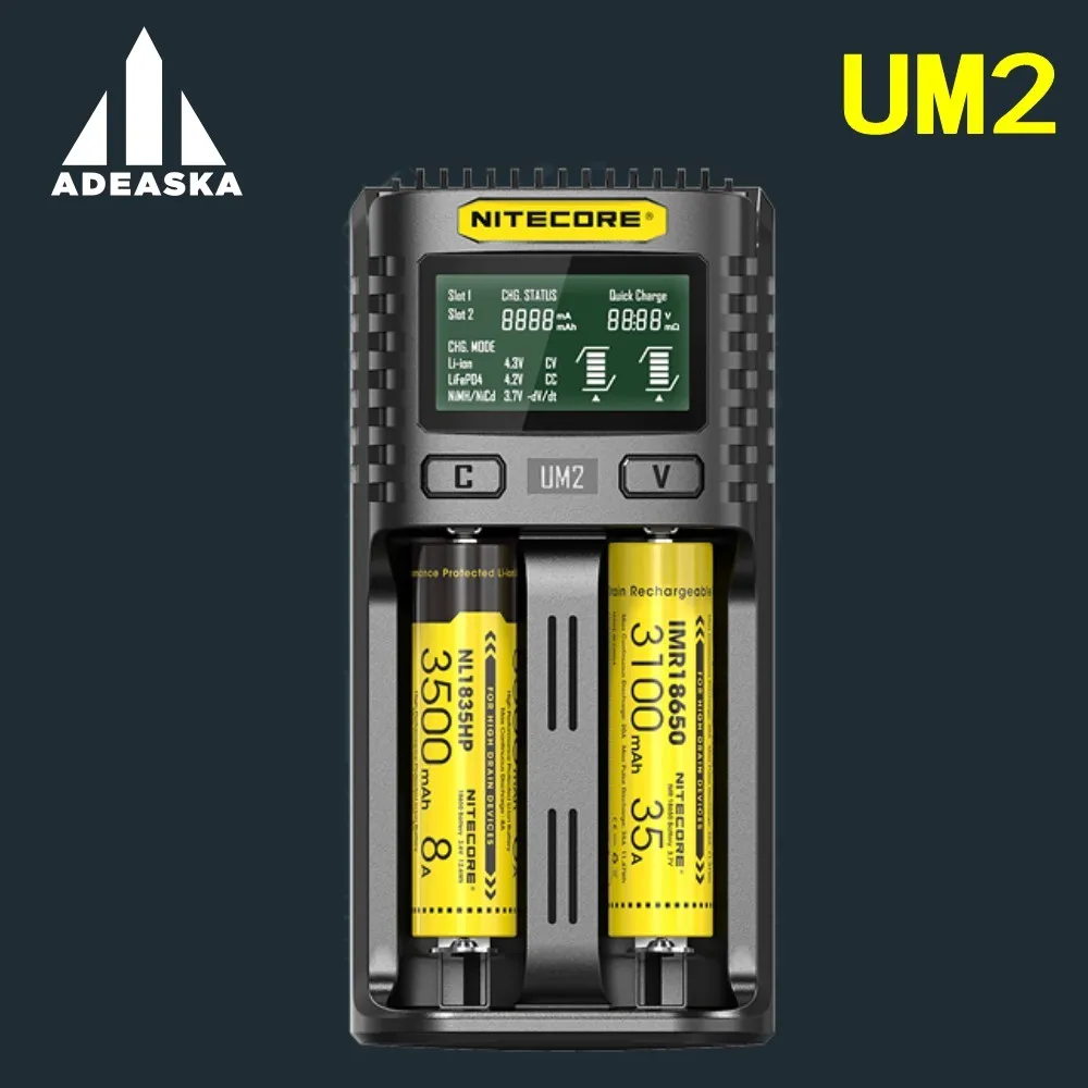 NITECORE UM2 UM4 Automatic Universal Quick Charger Intelligent USB Dual-Slot Charger LCD Display Li-ion IMR Battery 18650 21700
NITECORE UM2 UM4 Automatic Universal Quick Charger Intelligent USB Dual-Slot Charger LCD Display Li-ion IMR Battery 18650 21700