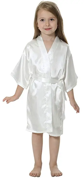 Kids Solid Satin Rayon Kimono Robe Bridesmaid Solid Bathrobe Children Nightgown Sleepwear Dressing Gown Kids Solid Satin Rayon Kimono Robe Bridesmaid Solid Bathrobe Children Nightgown Sleepwear Dressing Gown