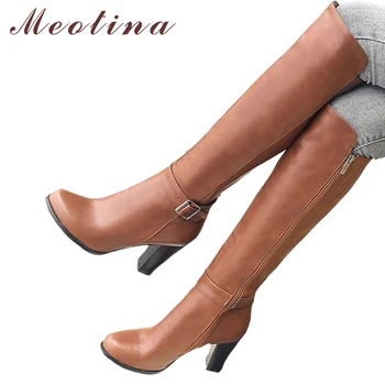 Meotina Winter Thick High Women Heel Knee High Boots Shoes Riding Boots Buckle Long Boots Zipper Ladies Footwear Brown Gray 45
Meotina Winter Thick High Women Heel Knee High Boots Shoes Riding Boots Buckle Long Boots Zipper Ladies Footwear Brown Gray 45
