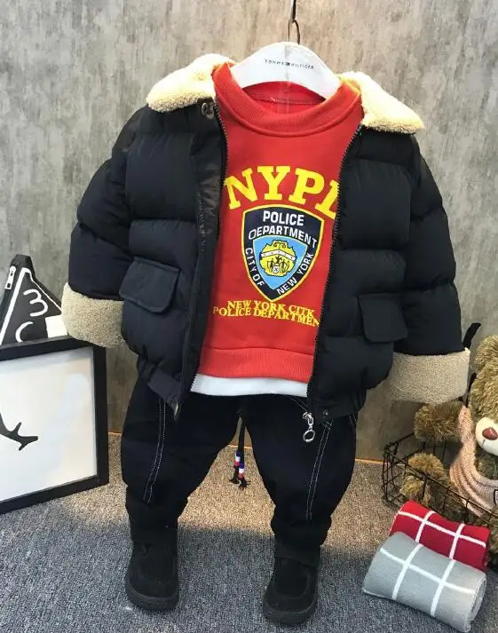 winter Cartoon Boy Clothing Set boys Thicken jacket + plush sweater + plush jeans 3pcs kids clothes set Toddler Sport Suits 2-6Y
winter Cartoon Boy Clothing Set boys Thicken jacket + plush sweater + plush jeans 3pcs kids clothes set Toddler Sport Suits 2-6Y