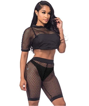 arrival Women Shorts Sleeve See-Through Mesh Fishnet Crop Top T-Shirt and Shorts Sets Sexy Solid Black White Outfits
arrival Women Shorts Sleeve See-Through Mesh Fishnet Crop Top T-Shirt and Shorts Sets Sexy Solid Black White Outfits